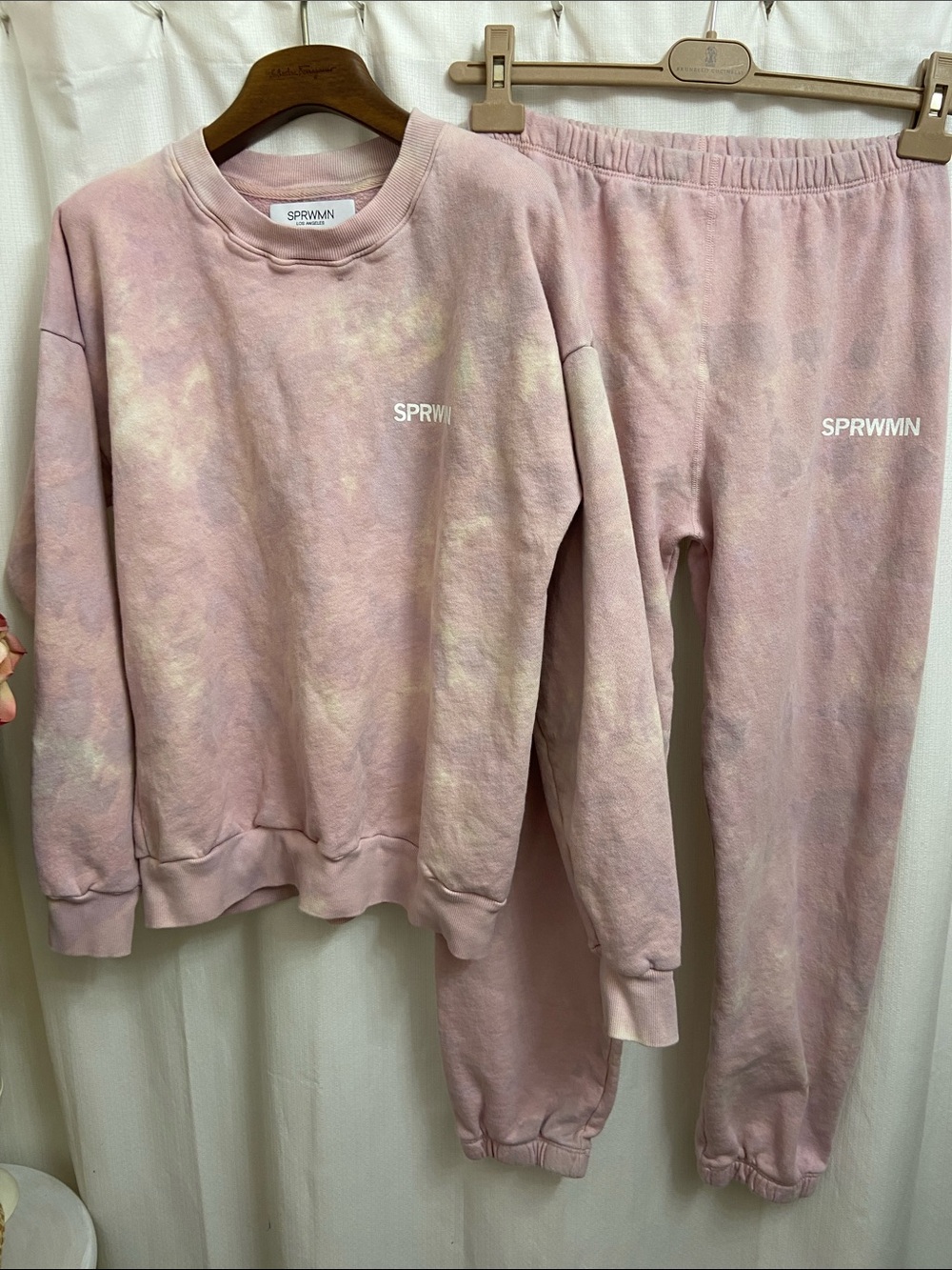SPRWMN Pink Rose Tie-Dye Crewneck Sweatshirt and Sweatpants Set - Picture 9 of 9
